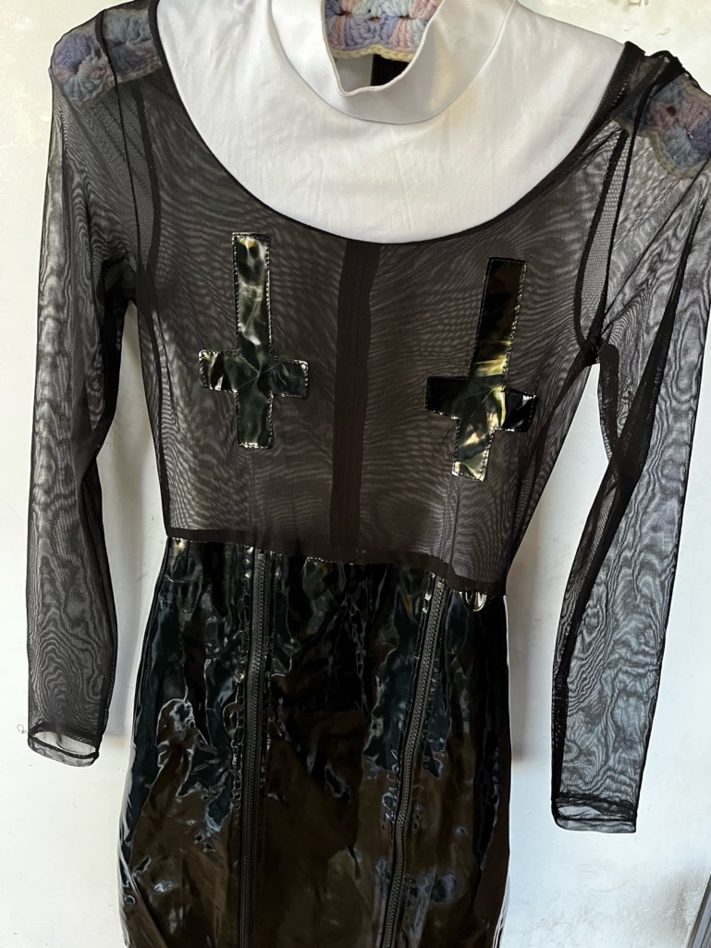 Dolls kill size small Black Mesh & Vinyl Bodycon Dress sexy lingerie